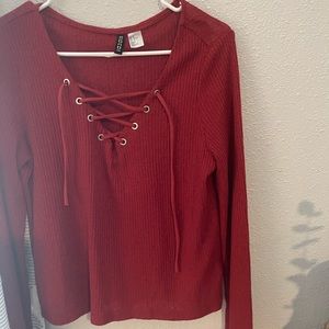 Lace up sweater
